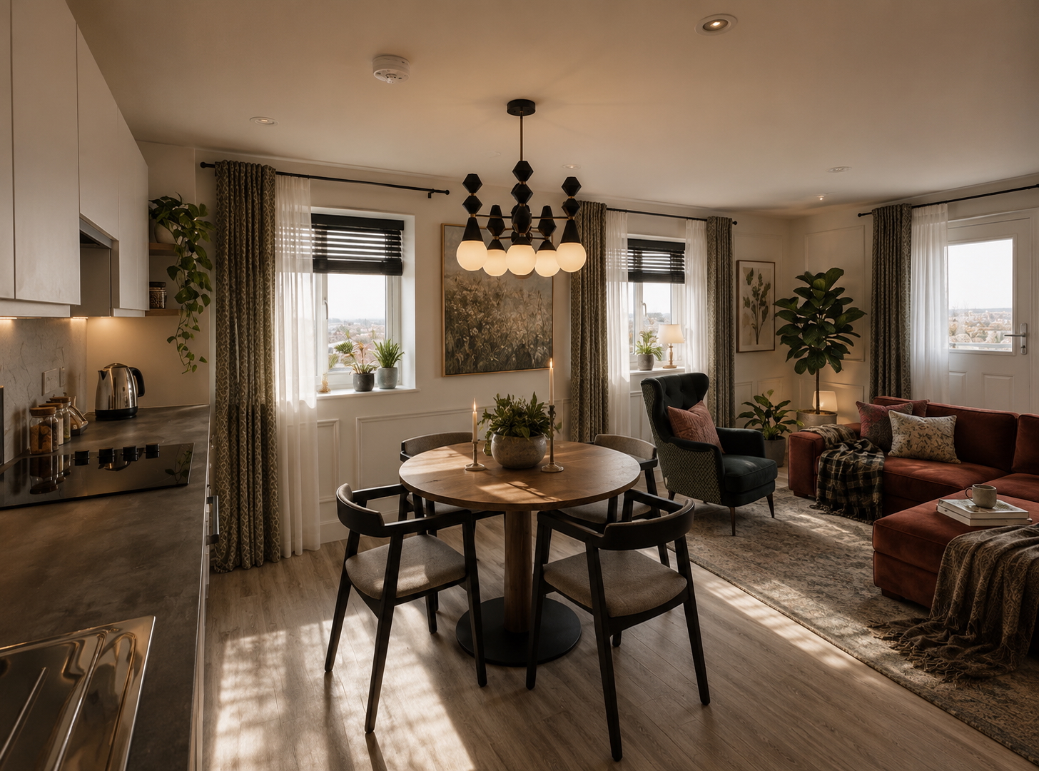 Moody warm furnished living room